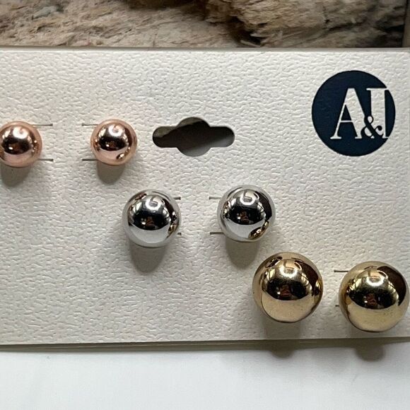 A&I Gold Silver & Rose Gold Earring Set $16 ea or bundle 3/$25 - Picture 1 of 4